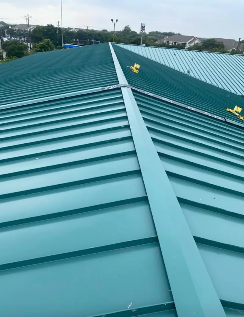 Green commercial metal roof ridge and valley for Metal Roof Repair in Manhattan